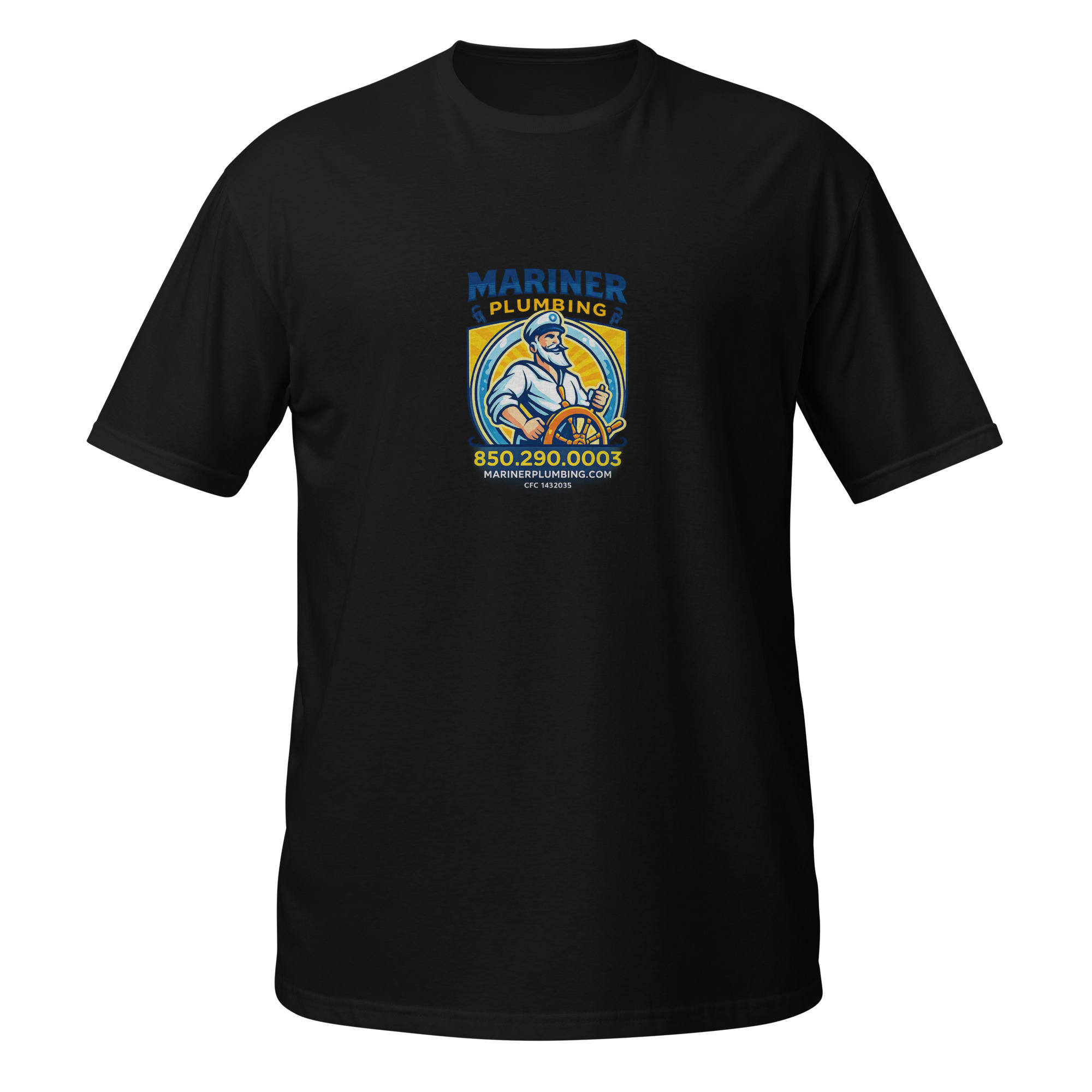 unisex-basic-softstyle-t-shirt-black-front-6a6a64325d94d.jpg Mariner Plumbing - design idea 1 - Image 2