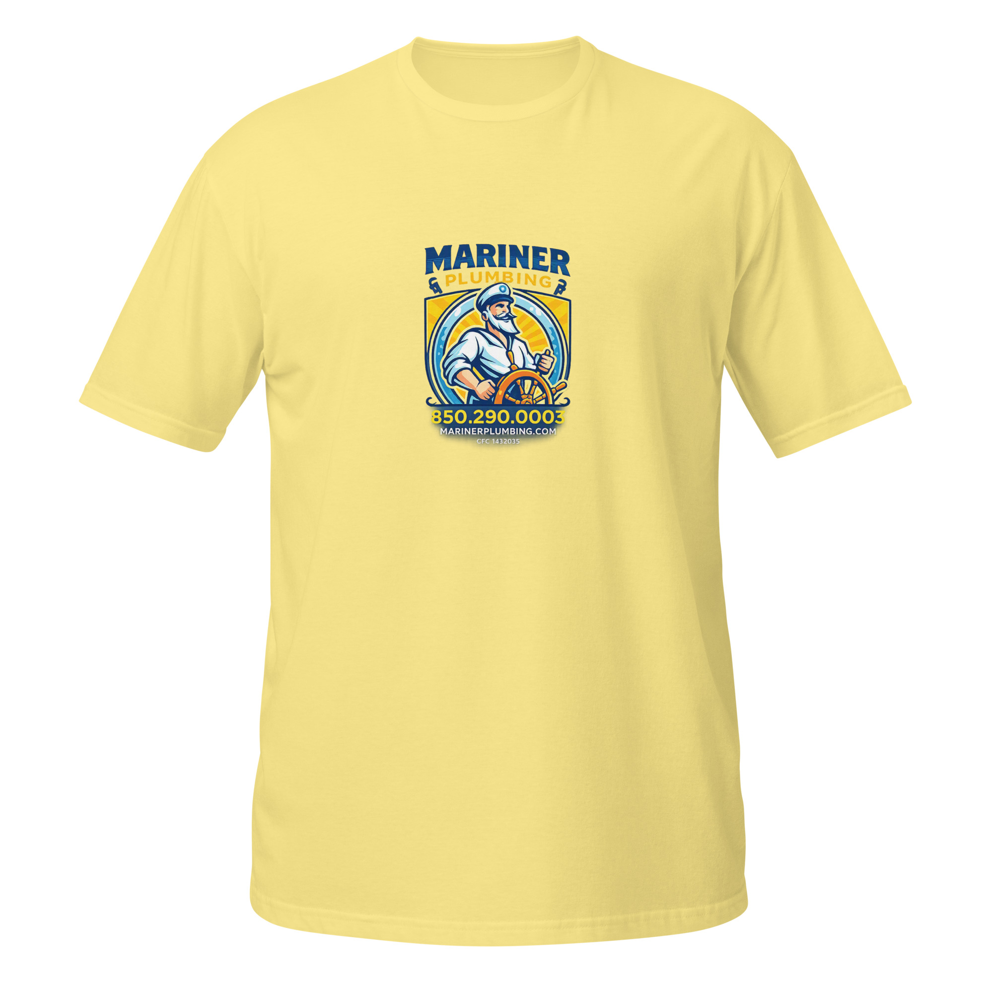 unisex-basic-softstyle-t-shirt-cornsilk-front-6a6a64325e303.jpg Mariner Plumbing - design idea 1 - Image 8