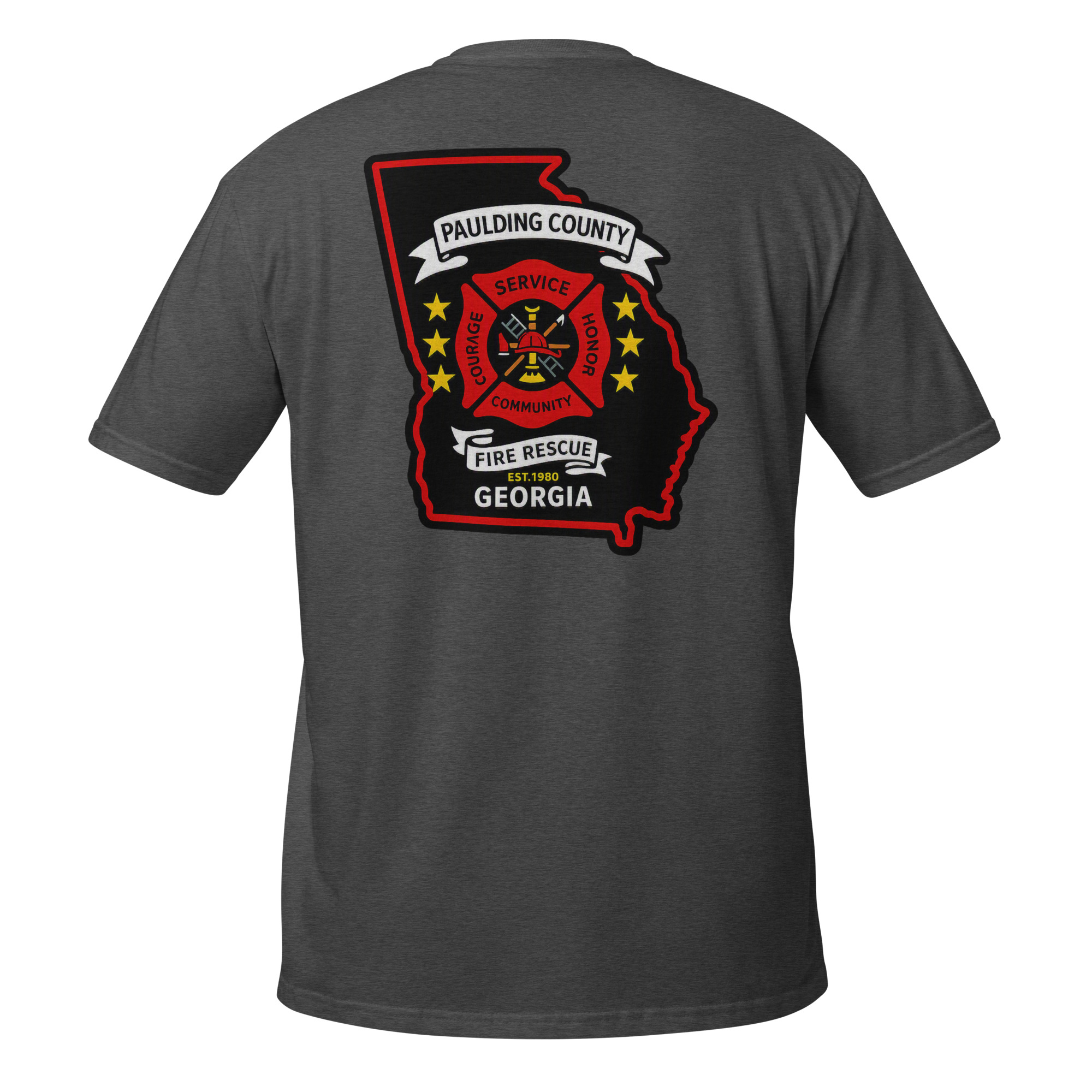 unisex-basic-softstyle-t-shirt-dark-heather-grey-back-6a6aaf180e37c.jpg Paulding County Fire Department - design idea 1 - Image 14