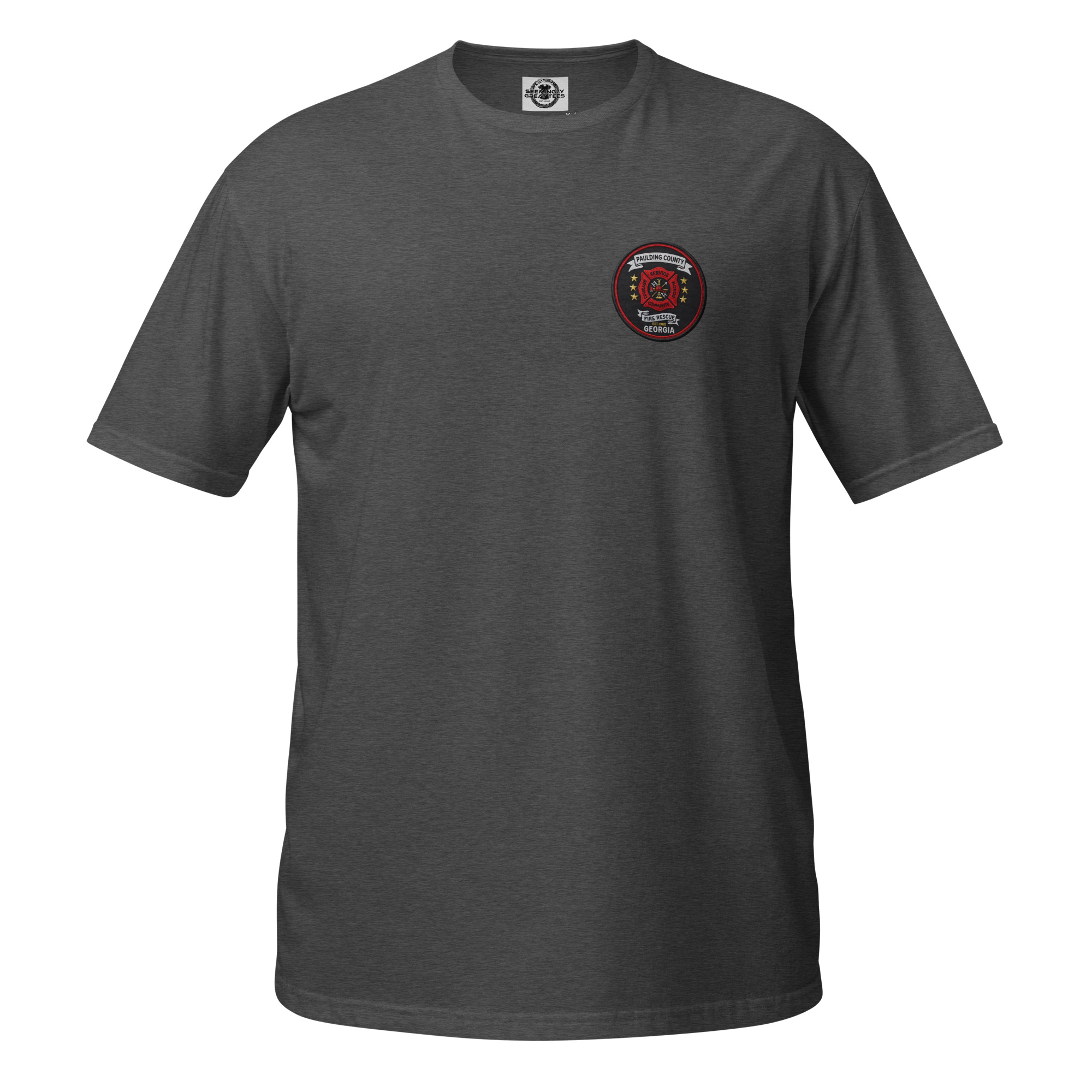unisex-basic-softstyle-t-shirt-dark-heather-grey-front-6a6aaf180cf57.jpg Paulding County Fire Department - design idea 1 - Image 4