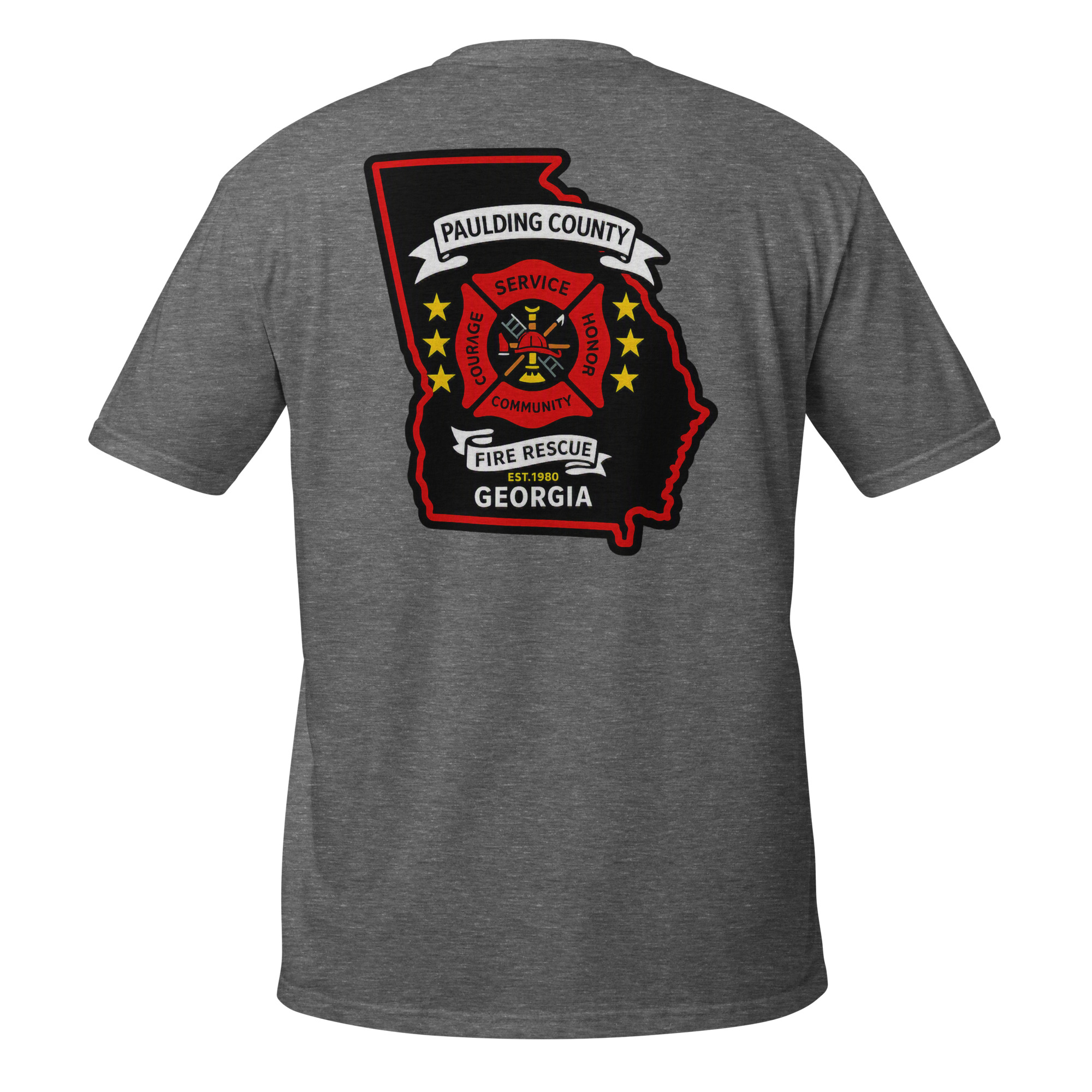 unisex-basic-softstyle-t-shirt-graphite-heather-back-6a6aaf180e2c3.jpg Paulding County Fire Department - design idea 1 - Image 16
