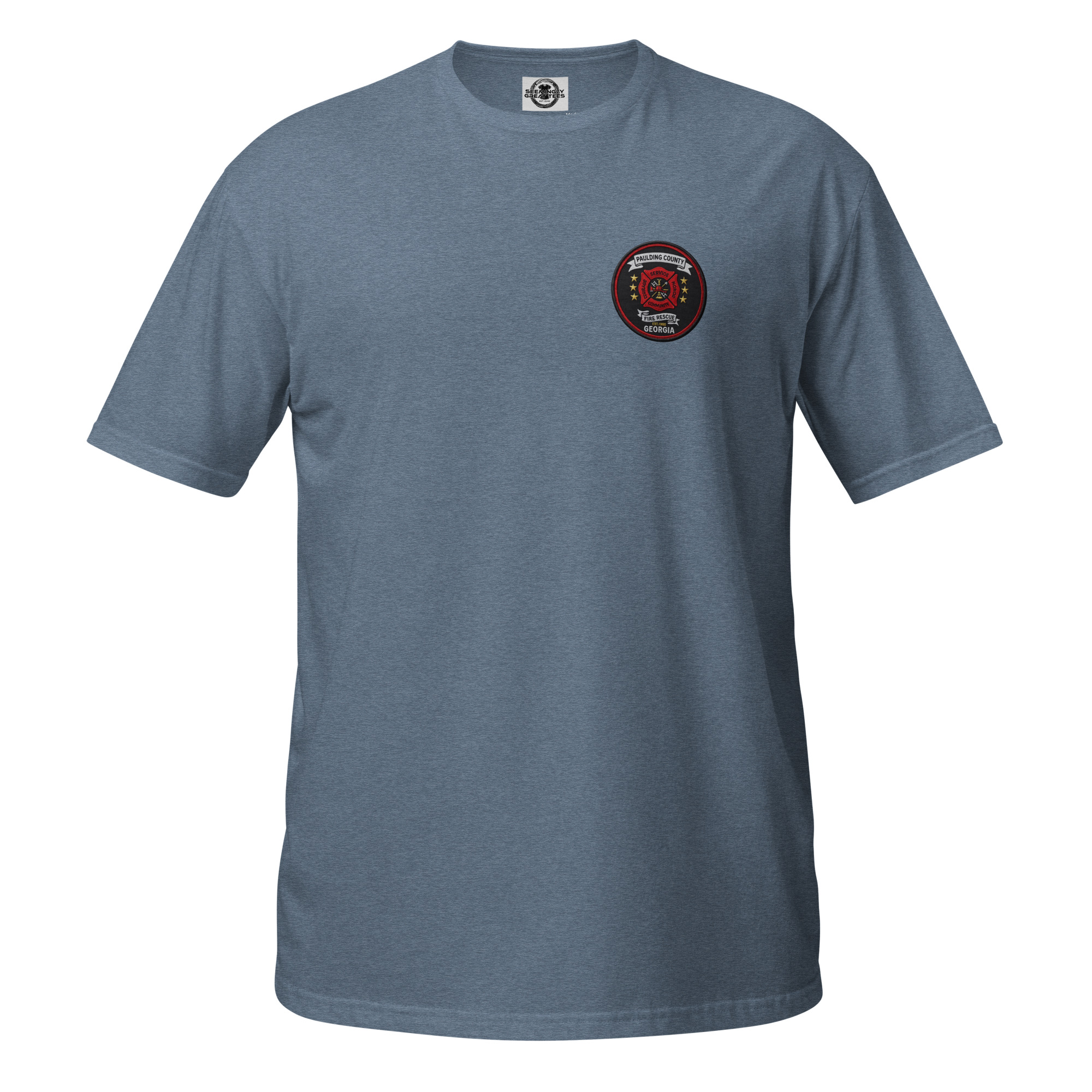 unisex-basic-softstyle-t-shirt-heather-indigo-front-6a6aaf180c6fc.jpg Paulding County Fire Department - design idea 1 - Image 9