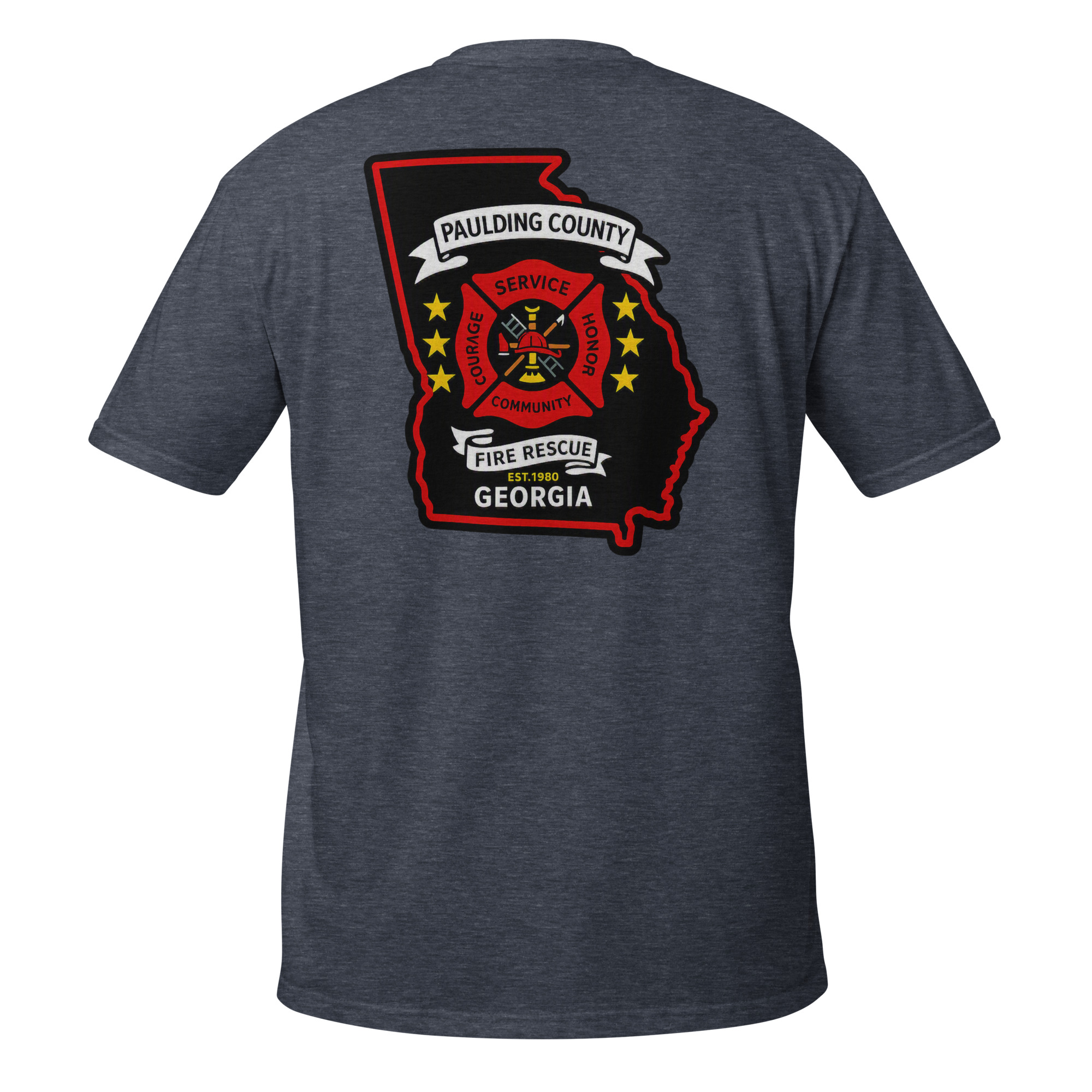 unisex-basic-softstyle-t-shirt-heather-navy-back-6a6aaf180e186.jpg Paulding County Fire Department - design idea 1 - Image 13