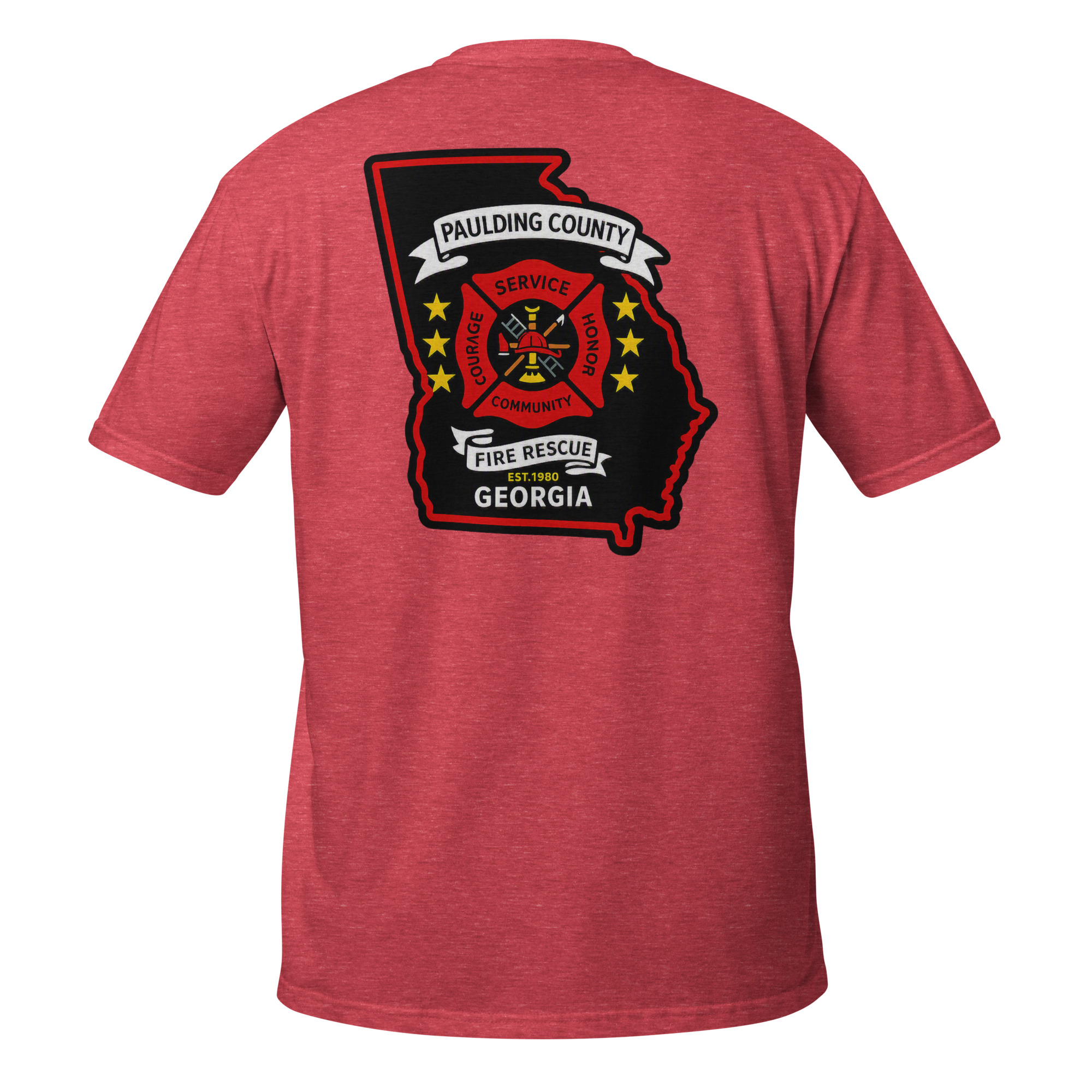 unisex-basic-softstyle-t-shirt-heather-red-back-6a6aaf180e301.jpg Paulding County Fire Department - design idea 1 - Image 18