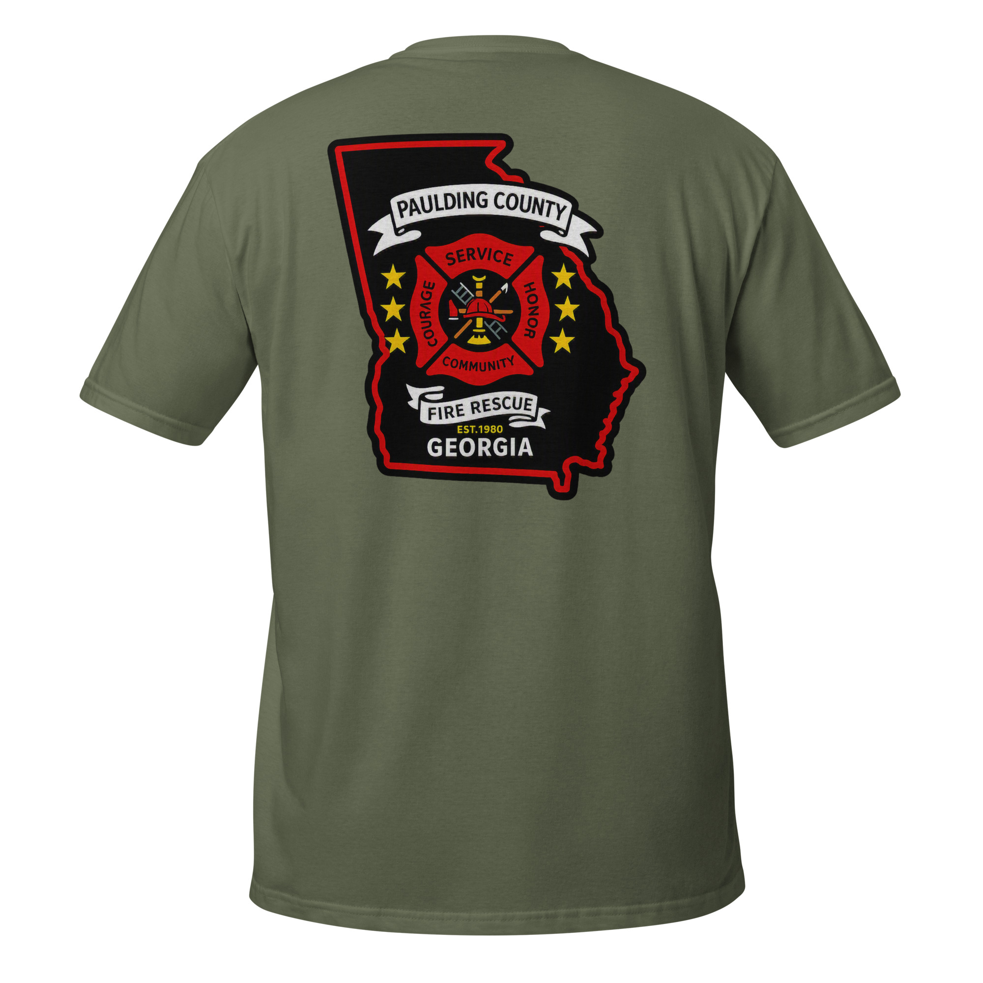 unisex-basic-softstyle-t-shirt-military-green-back-6a6aaf180e209.jpg Paulding County Fire Department - design idea 1 - Image 17