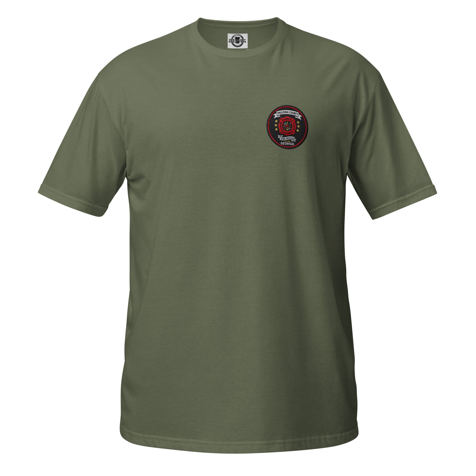 unisex-basic-softstyle-t-shirt-military-green-front-6a6aaf1809a61.jpg Paulding County Fire Department - design idea 1 - Image 7