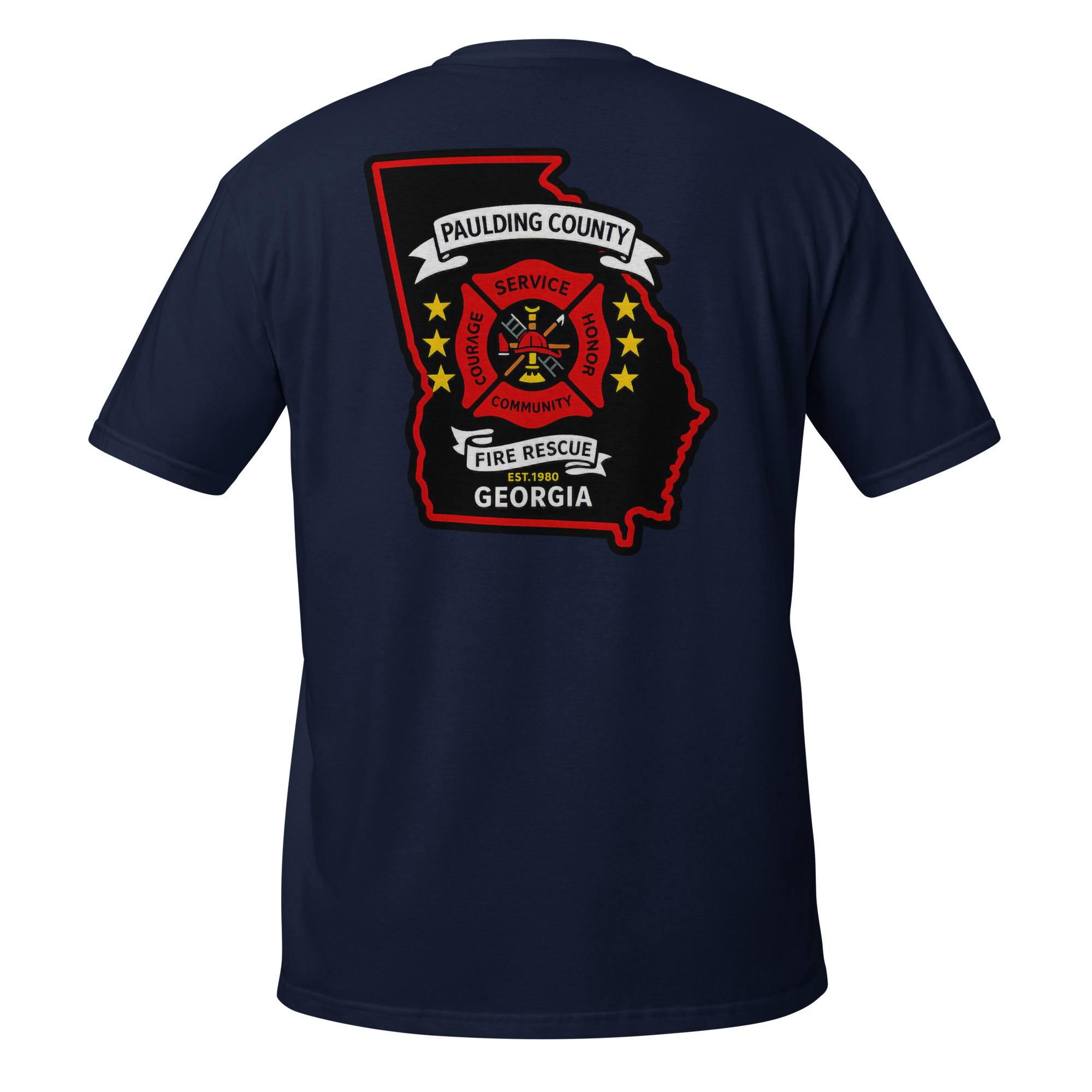 unisex-basic-softstyle-t-shirt-navy-back-6a6aaf180e245.jpg Paulding County Fire Department - design idea 1 - Image 12