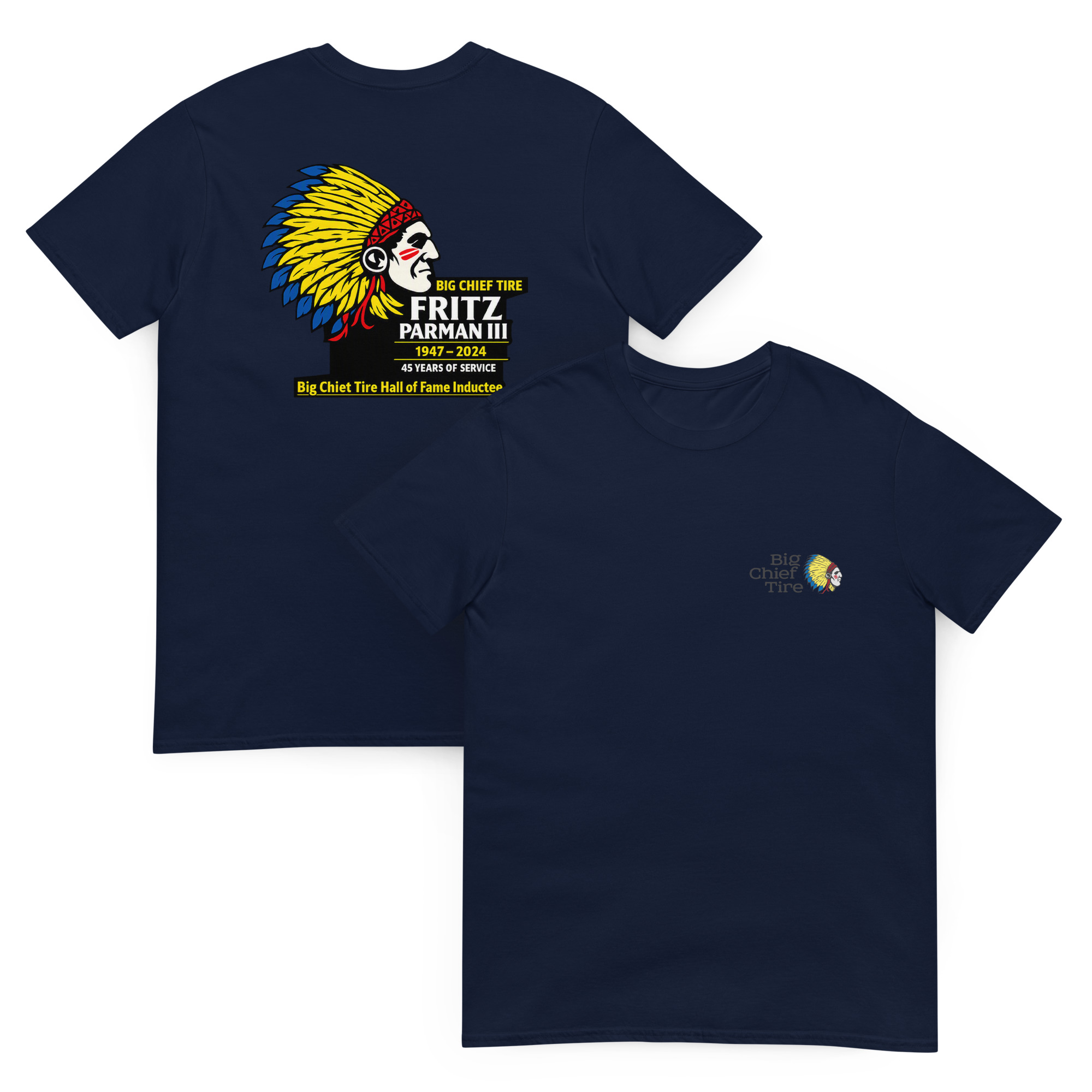 unisex-basic-softstyle-t-shirt-navy-front-and-back-6a6a735b24df4.jpg Big Chief Tire - design idea 1 - Image 13