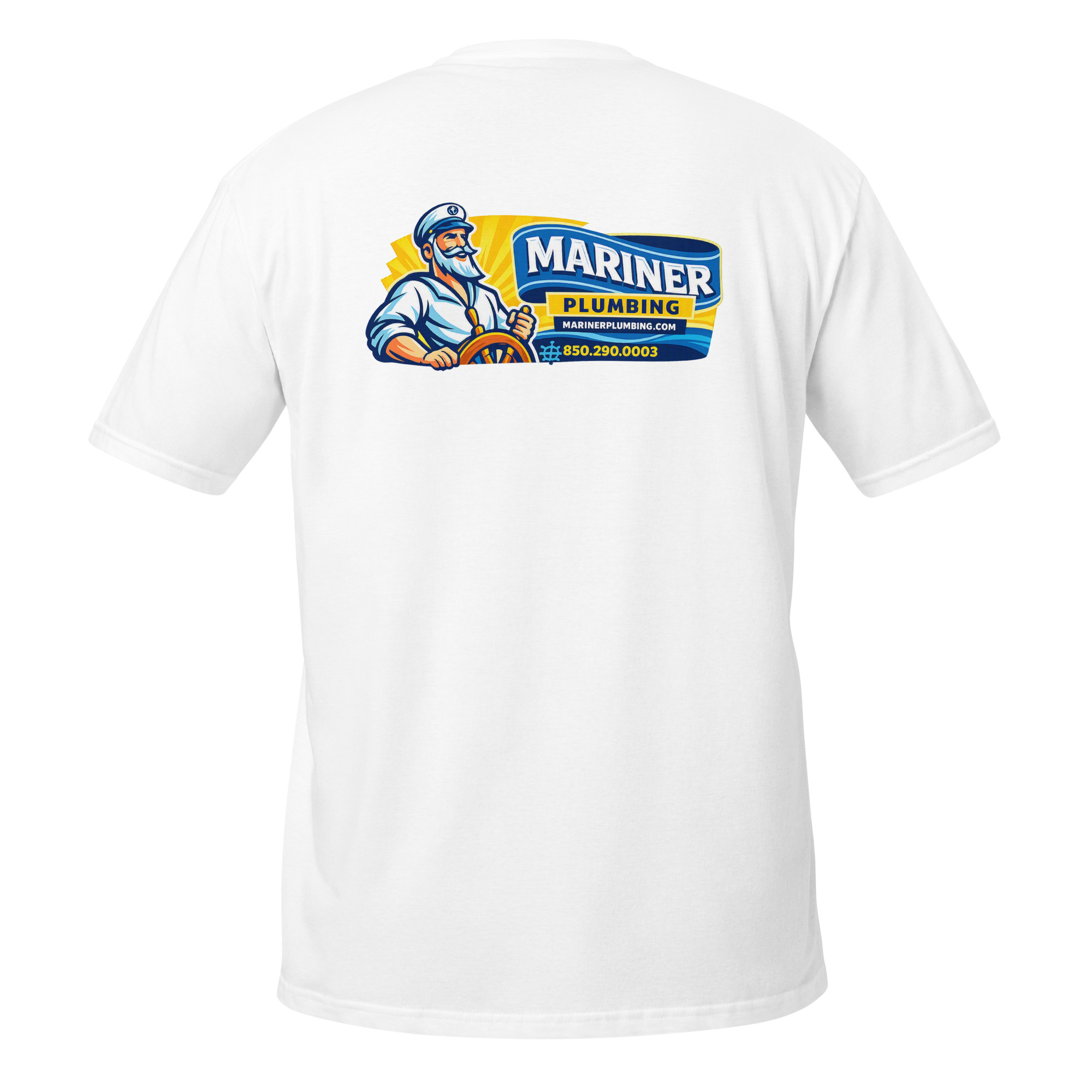 unisex-basic-softstyle-t-shirt-white-back-6a6a64325f050.jpg Mariner Plumbing - design idea 1 - Image 16