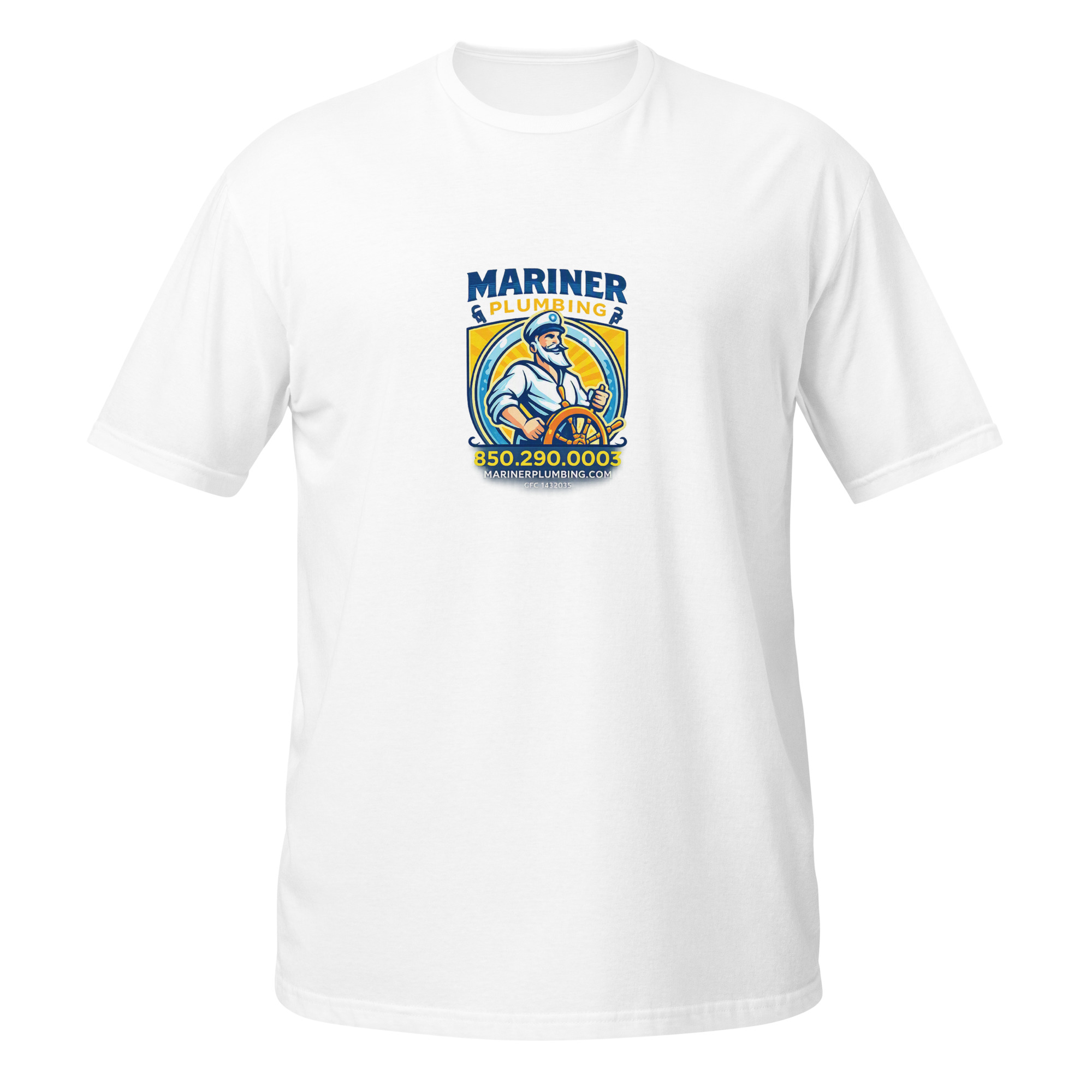 unisex-basic-softstyle-t-shirt-white-front-6a6a64325e253.jpg Mariner Plumbing - design idea 1