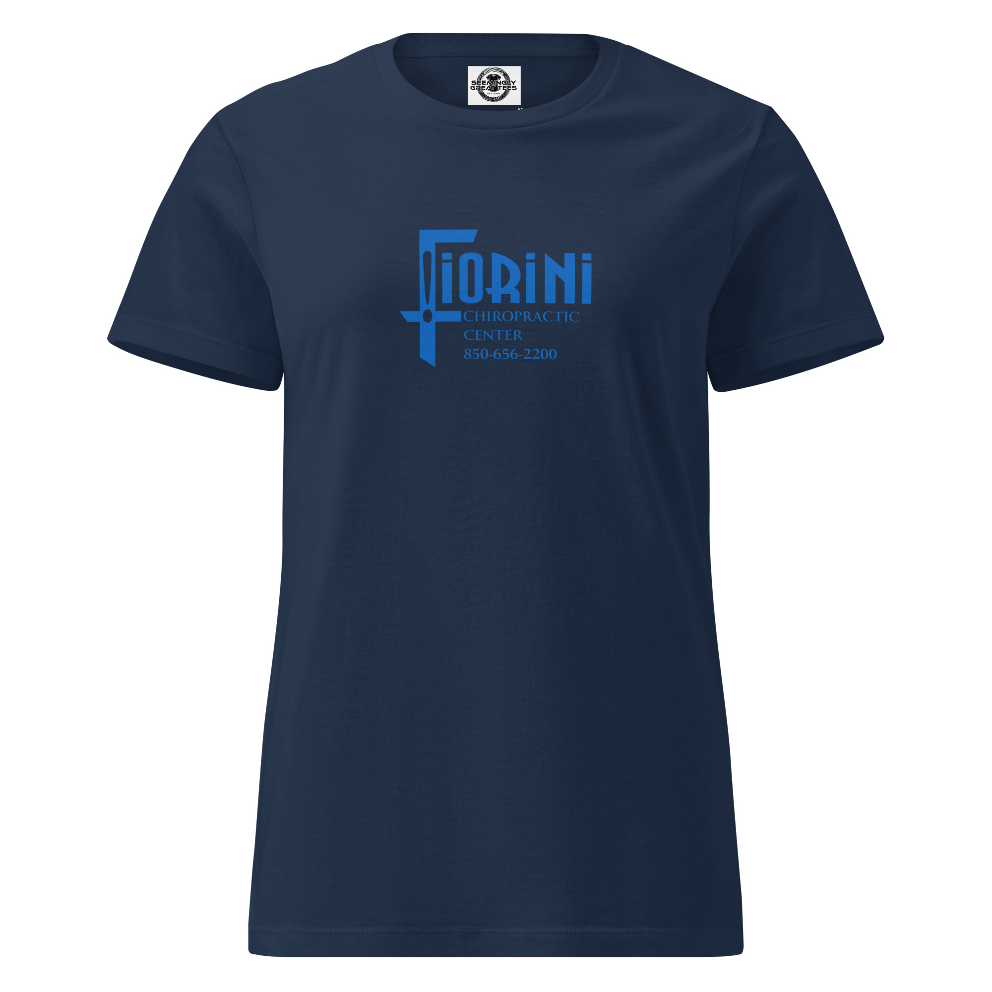 womens-basic-softstyle-t-shirt-navy-front-6a6ba51772829.jpg Fiorini Chiropractic Center - design idea 1 - Image 20